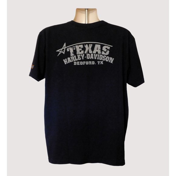 Harley Davidson Tee Shirt XL Black Bedford Texas V-Neck Short Sleeve Cotton - Picture 6 of 8